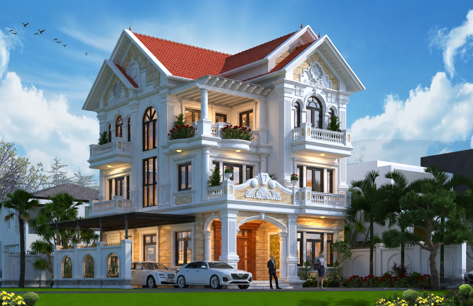 Thi công biệt thự tân cổ điển mái Thái TITAN